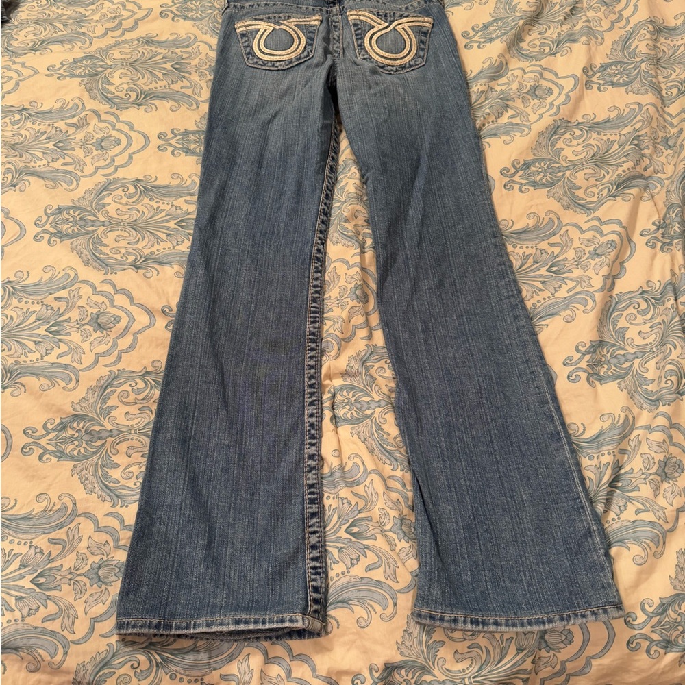 Big Star Blue Flare Wide Leg Jeans with Distinctive Stitching